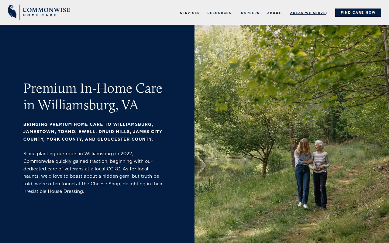 Commonwise Home Care Williamsburg website