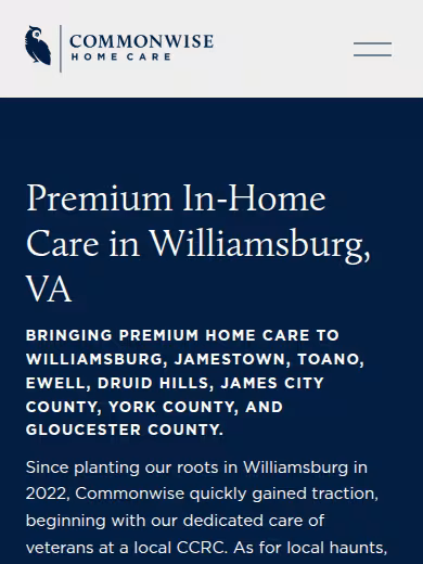 Commonwise Home Care Williamsburg website