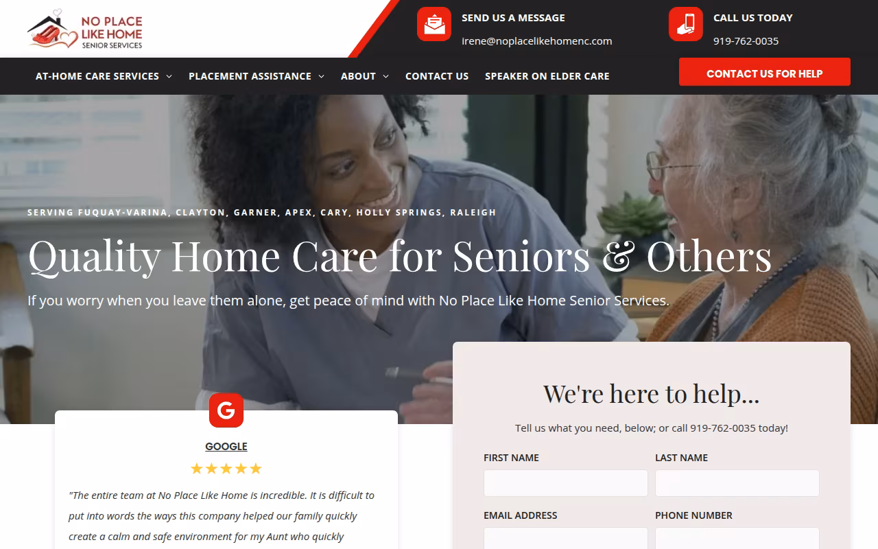 No Place Like Home Senior Services website