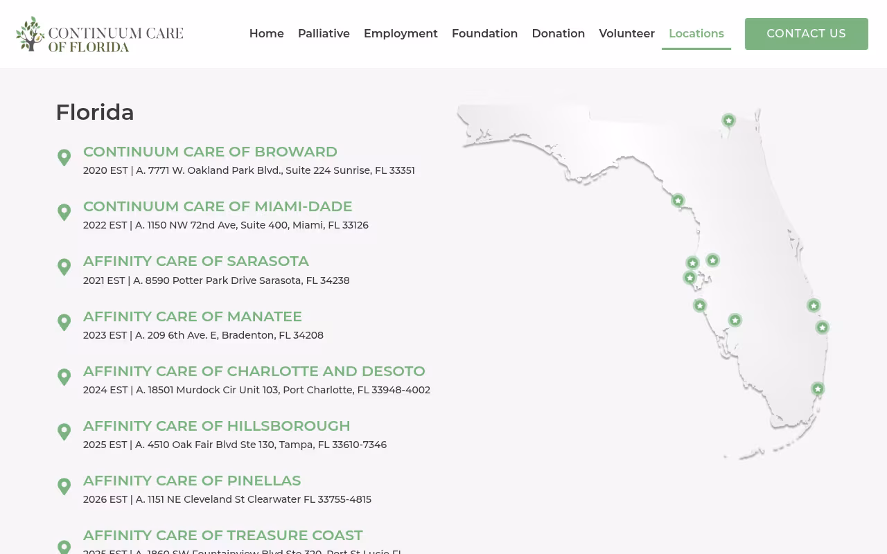 Continuum Care of Miami website