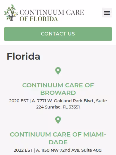 Continuum Care of Miami website