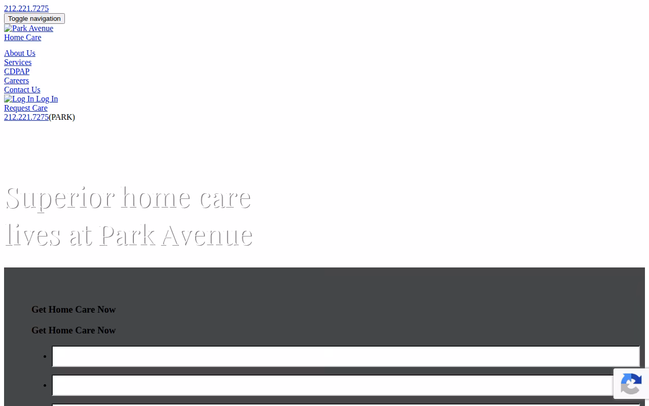 Park Avenue Home Care website