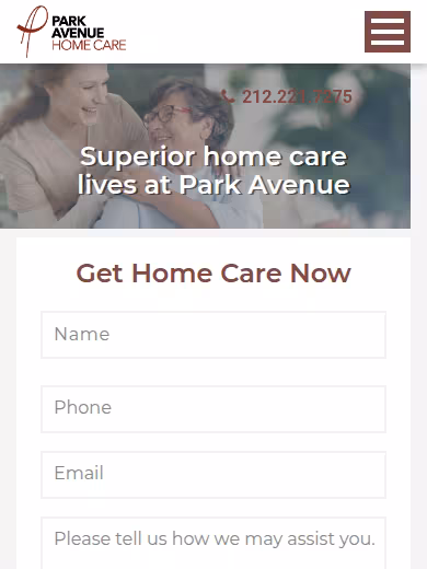 Park Avenue Home Care website