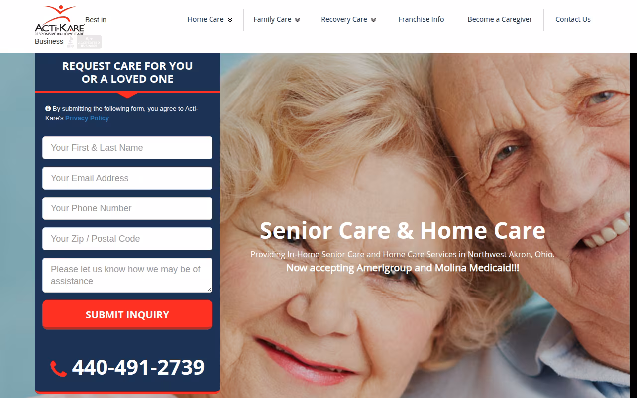Acti-Kare Responsive In- Home Care of Northwest Akron website