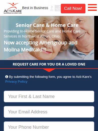 Acti-Kare Responsive In- Home Care of Northwest Akron website