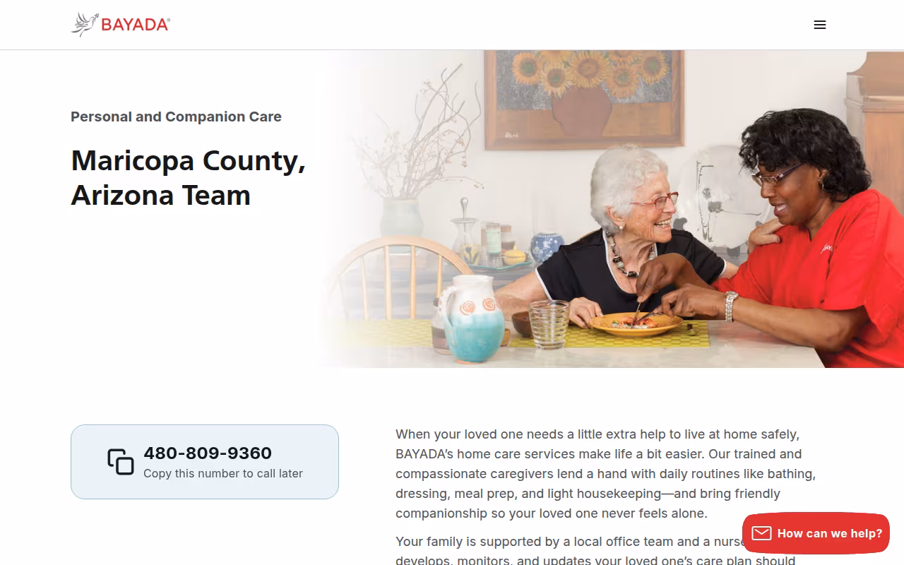 BAYADA Assistive Care website