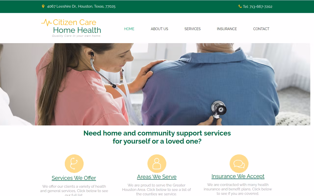 Citizen Care Home Health website