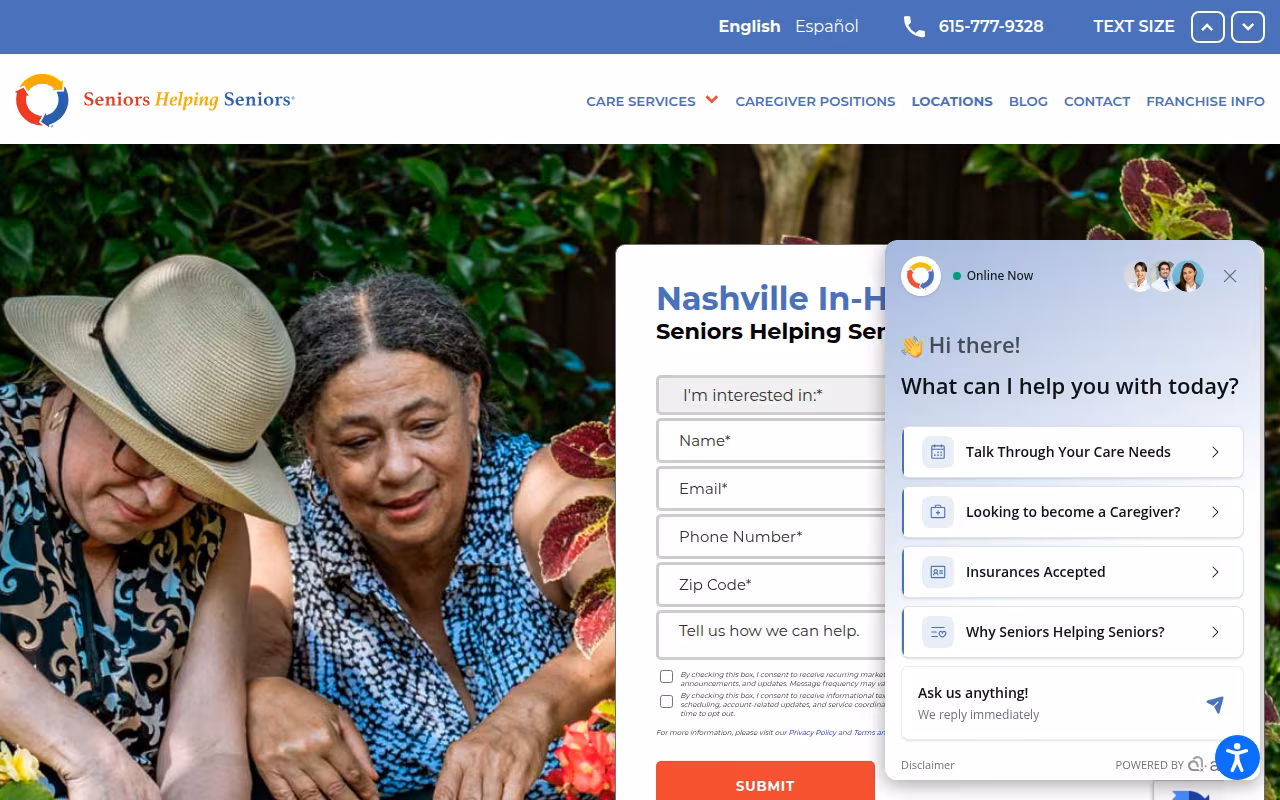 Seniors Helping Seniors Nashville website