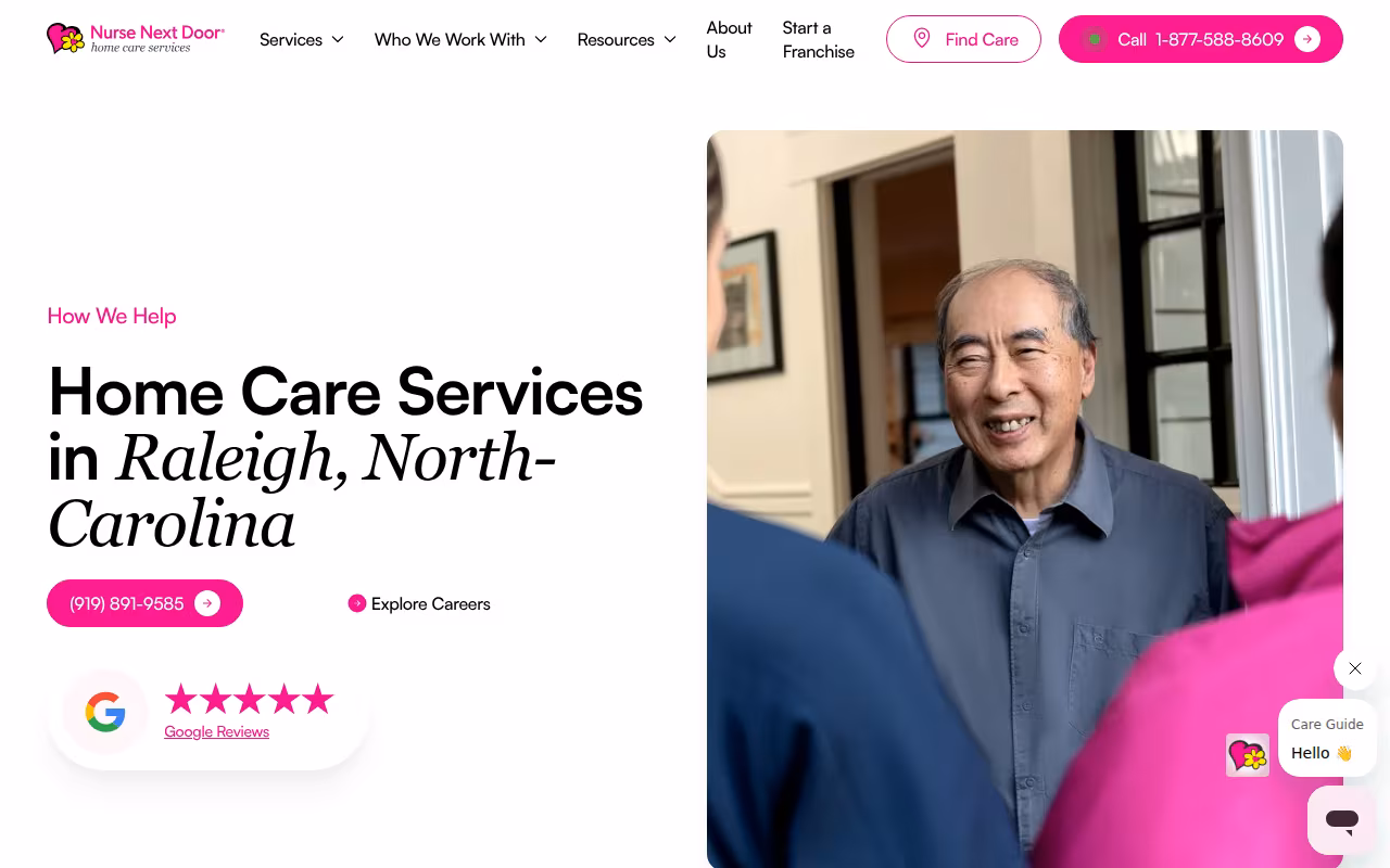 Nurse Next Door Home Care Services - Raleigh, NC website