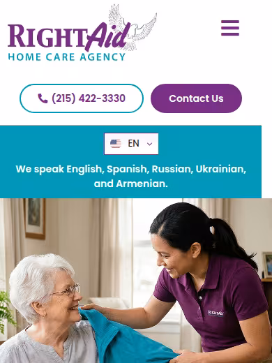 Right Aid Home Care website
