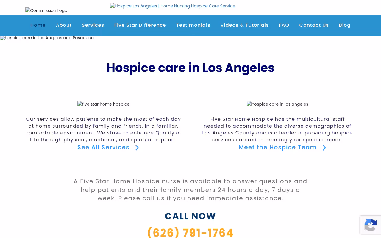 Five Star Home Hospice website