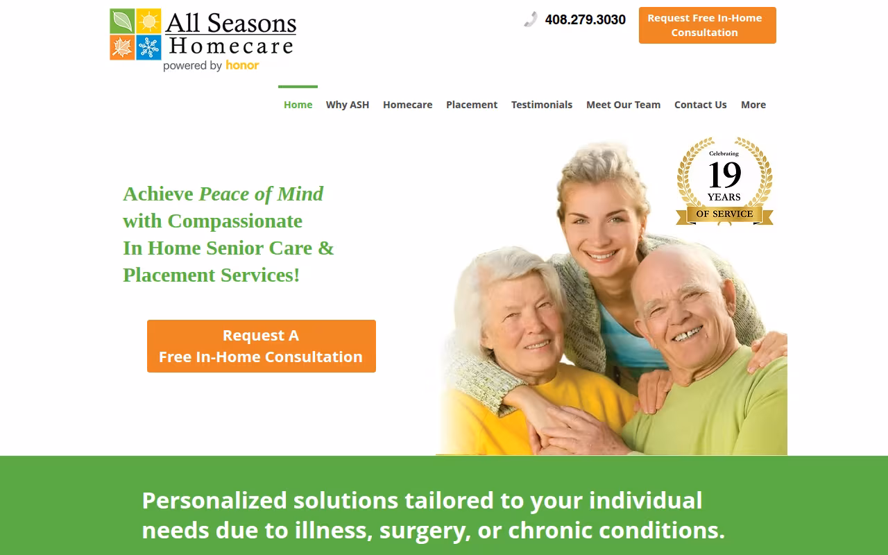 All Seasons Homecare website