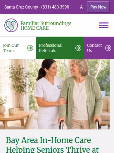 Familiar Surroundings Home Care website