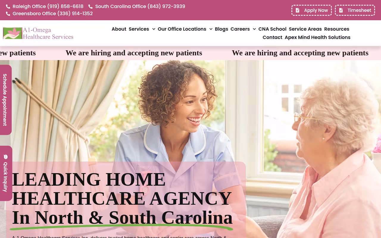 A1-Omega Healthcare services website