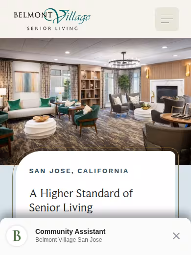 Belmont Village Senior Living San Jose website