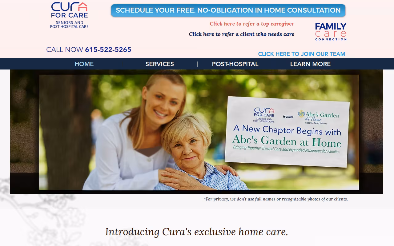 Cura For Care | Nashville, Tennessee website