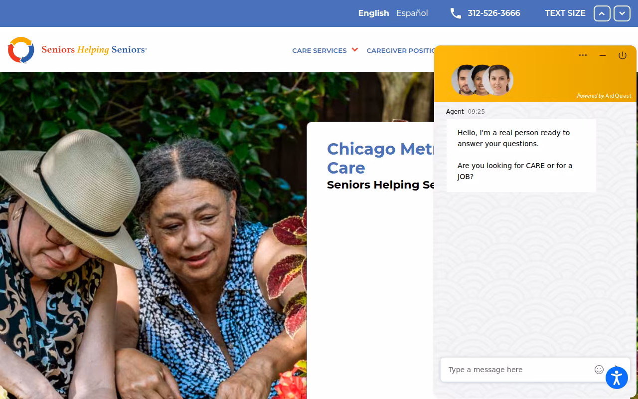 Seniors Helping Seniors Chicago Metro website