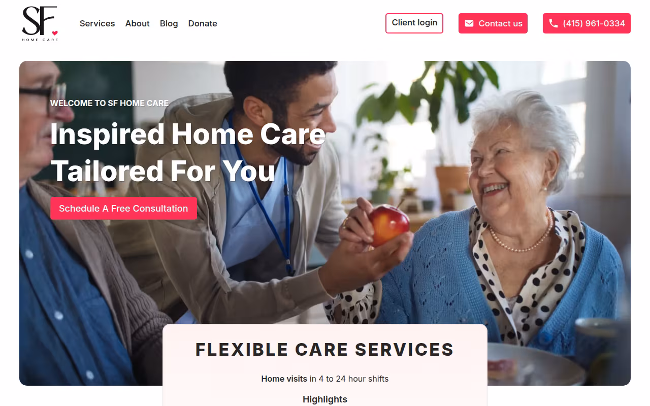 SF Home Care website