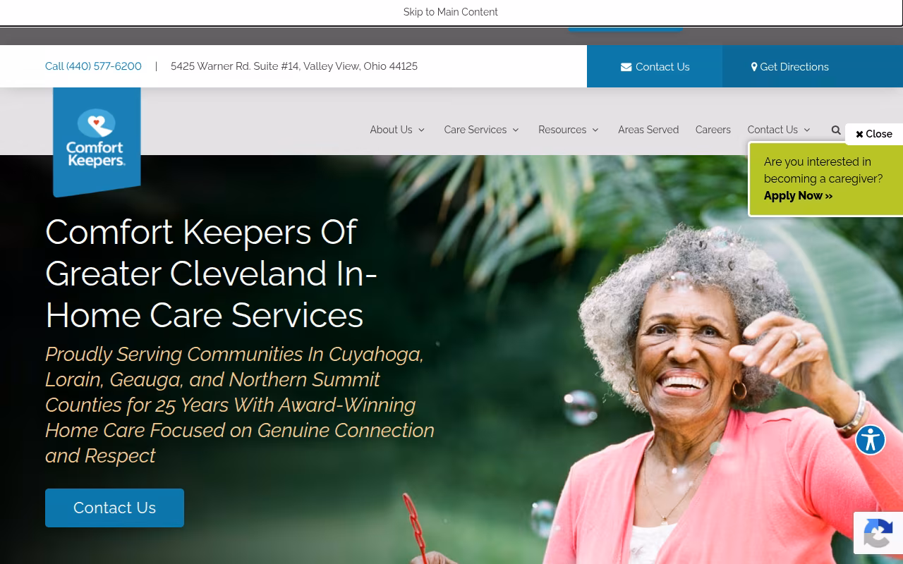 Comfort Keepers of Greater Cleveland website