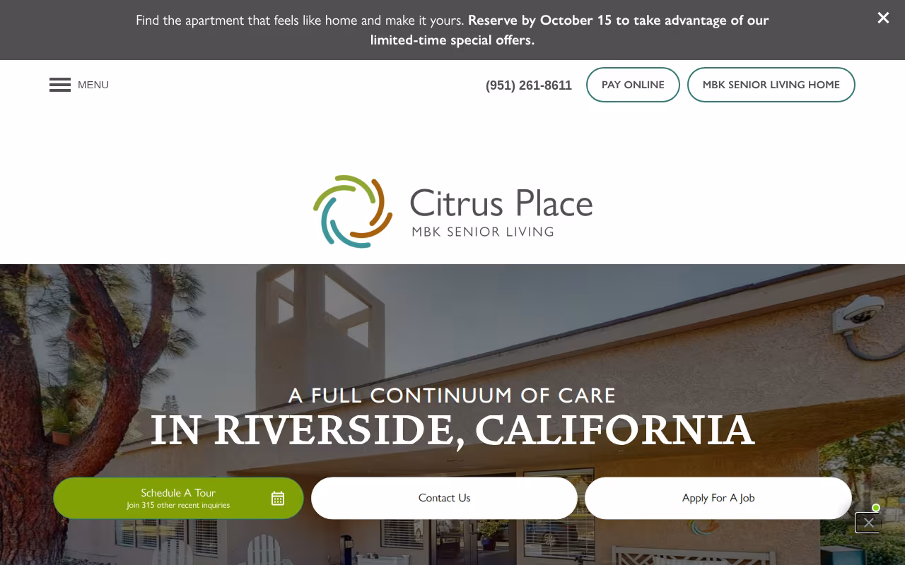 Citrus Place Senior Living website