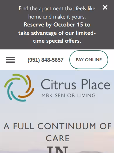 Citrus Place Senior Living website
