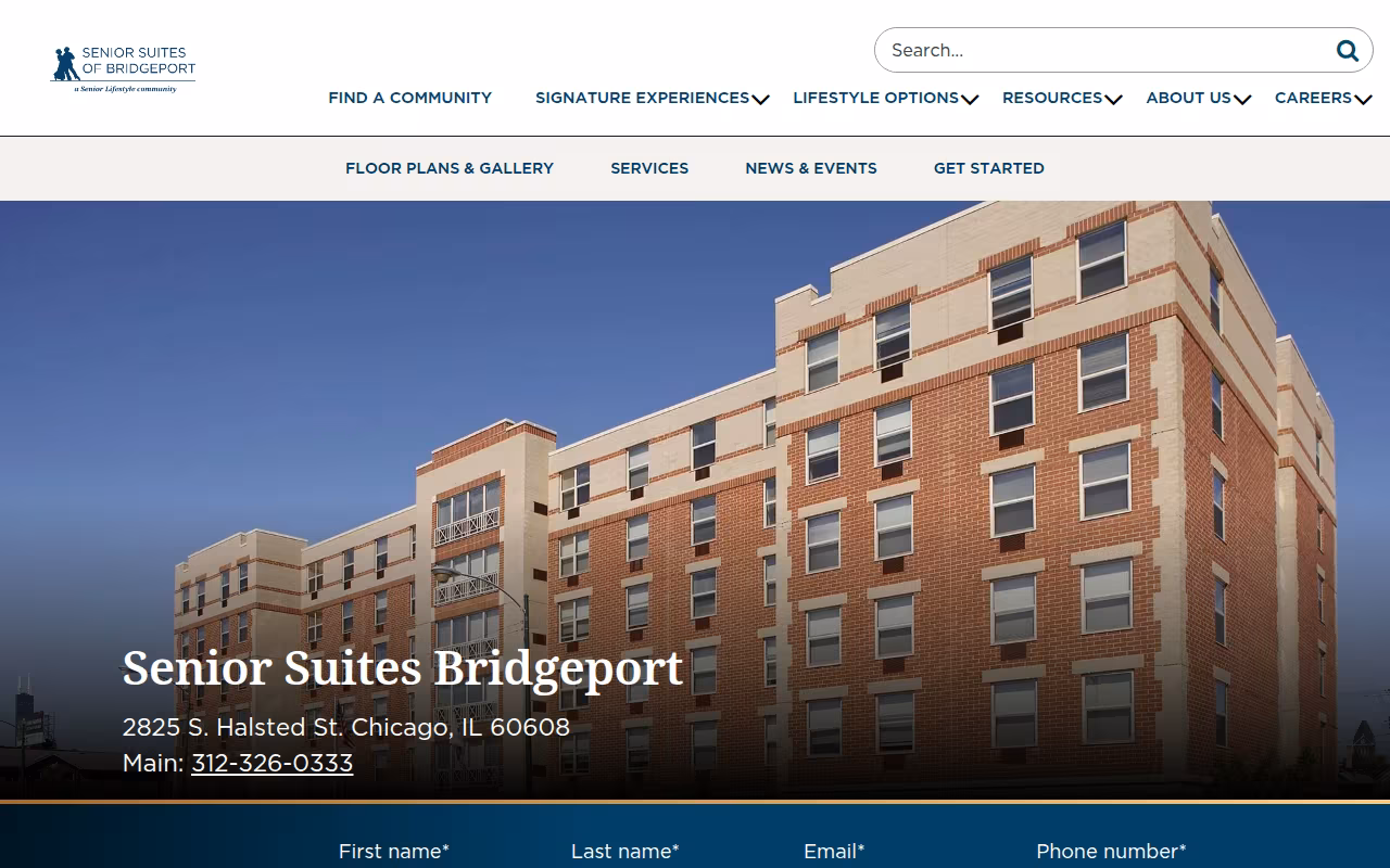 Senior Suites of Bridgeport website