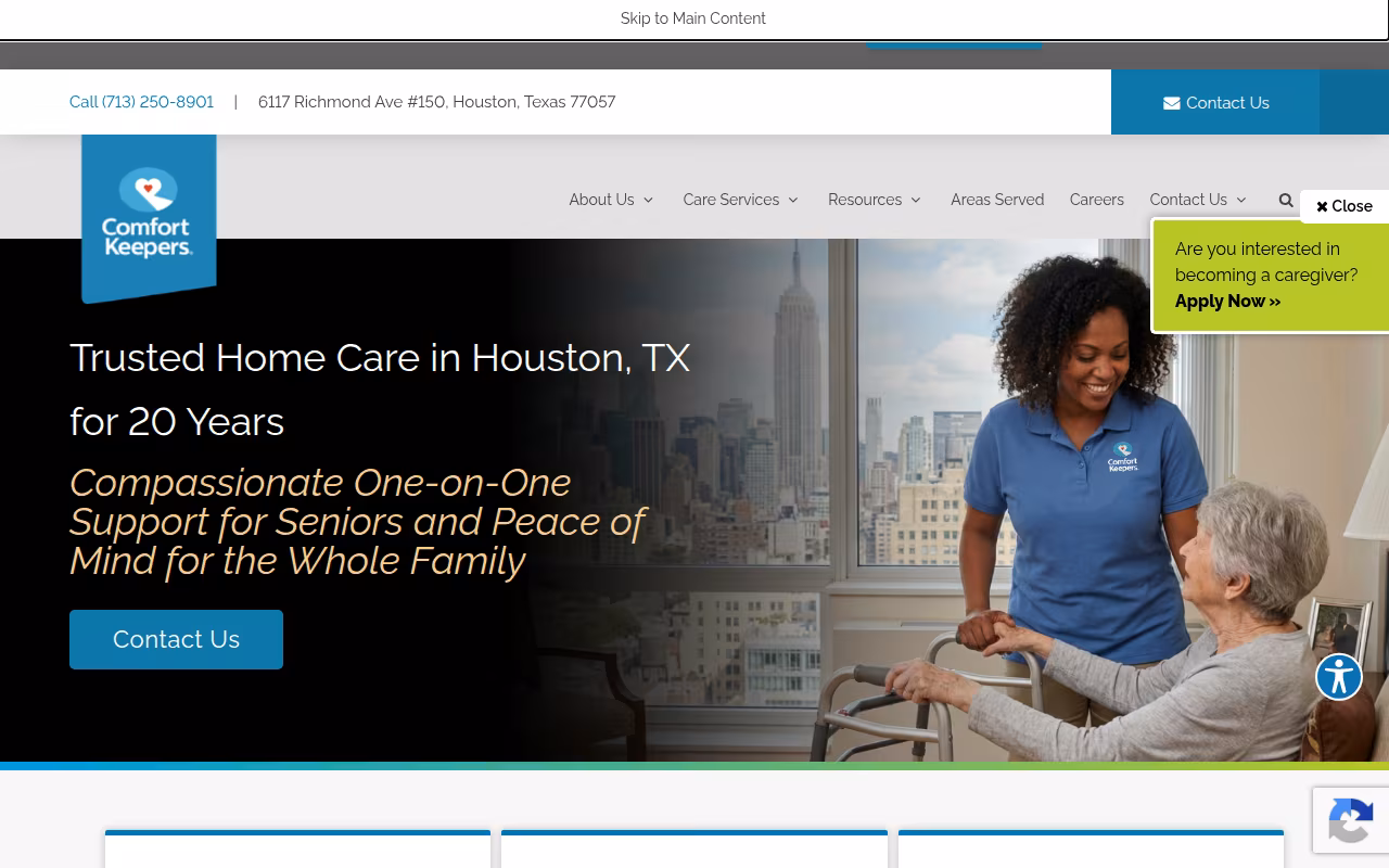 Comfort Keepers Home Care website