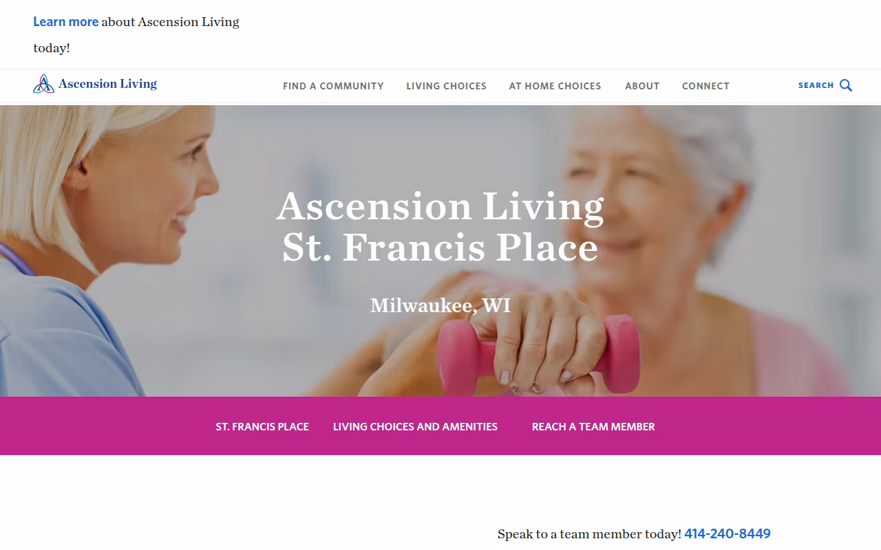 Ascension Living St. Francis Place website