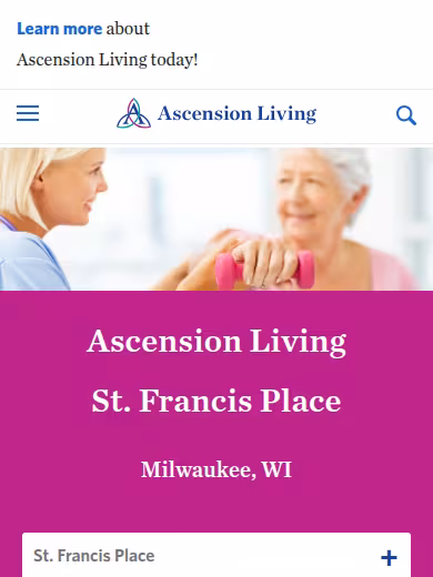 Ascension Living St. Francis Place website