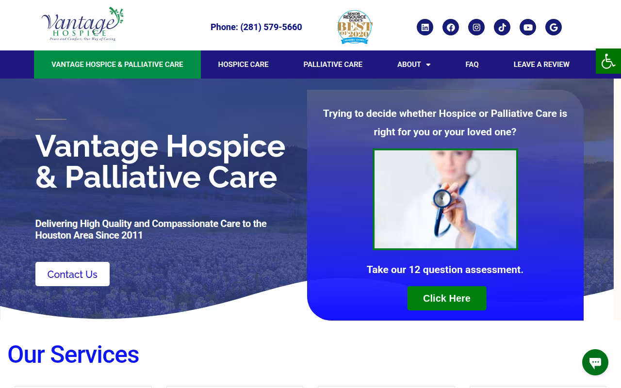 Vantage Hospice website