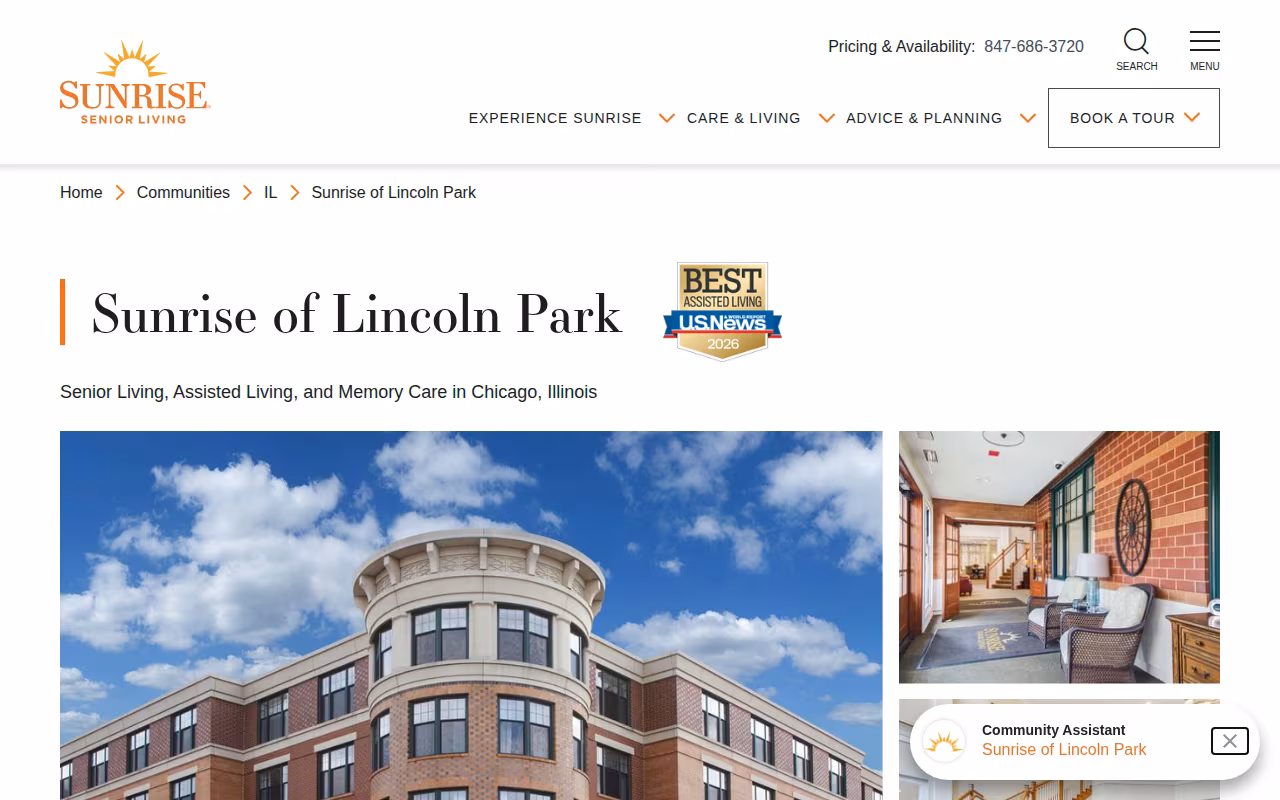 Sunrise of Lincoln Park website