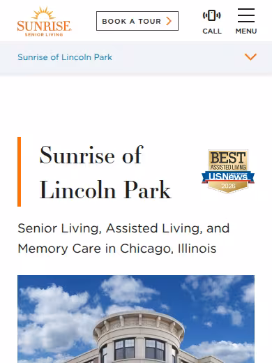 Sunrise of Lincoln Park website