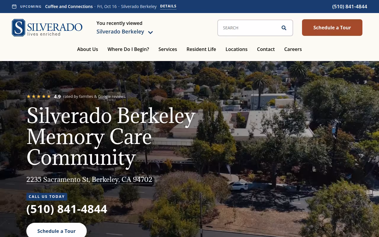 Silverado Berkeley Memory Care Community website
