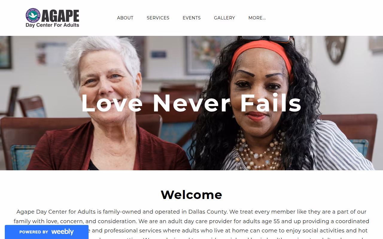 Agape Day Center for Adults website