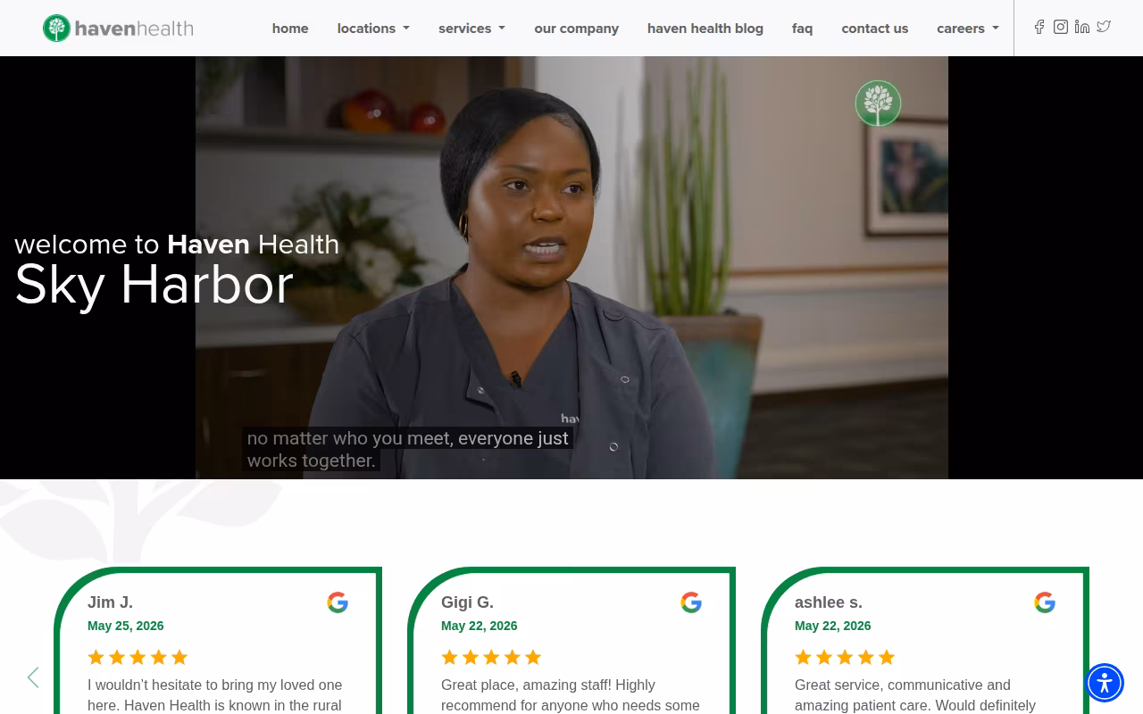 Haven Health Sky Harbor website