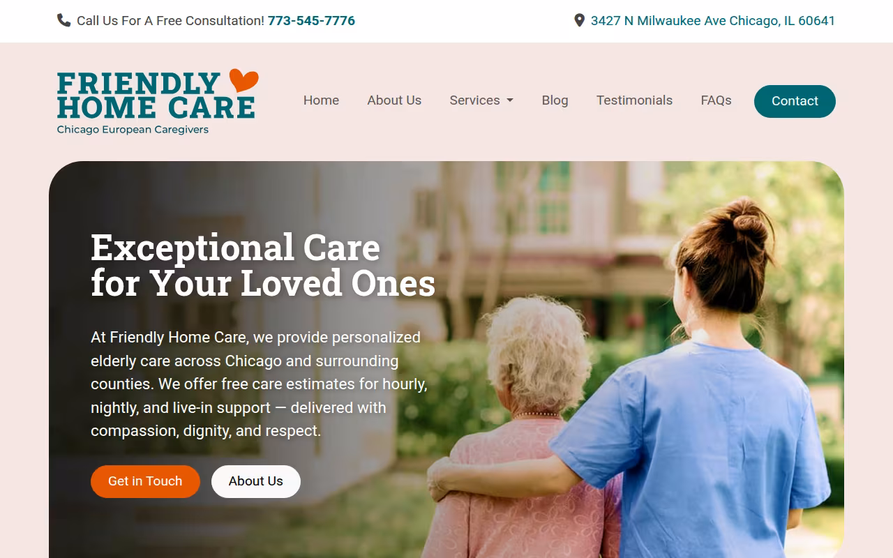 Friendly Home Care website