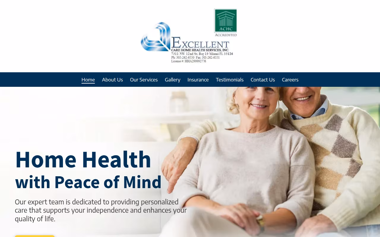 Excellent Care Home Health Services website