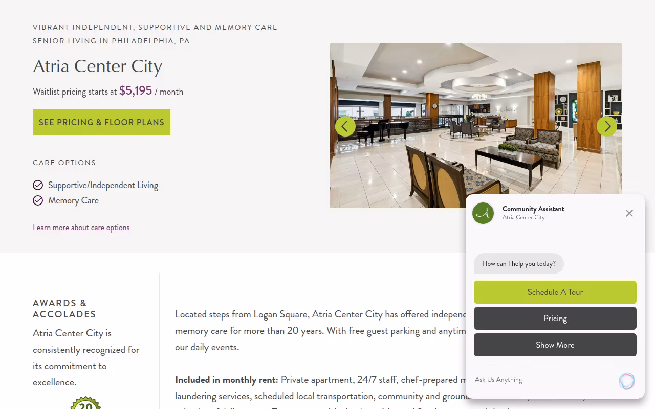 Atria Center City website