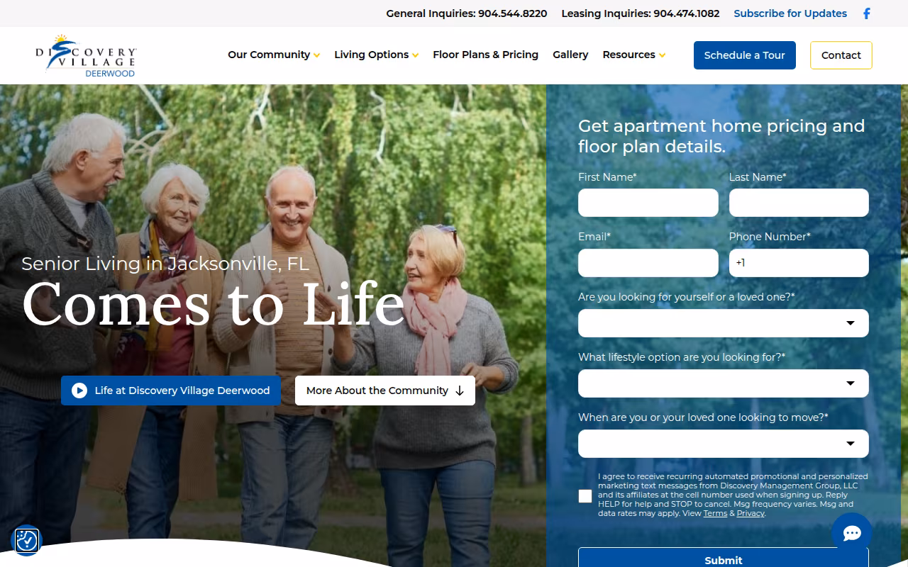 Discovery Village Deerwood Assisted Living & Memory Care website
