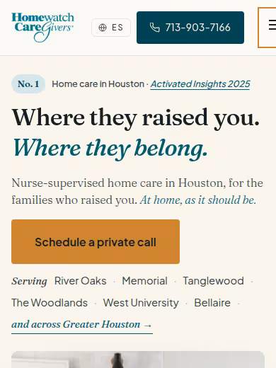 Homewatch CareGivers of Houston Galleria website