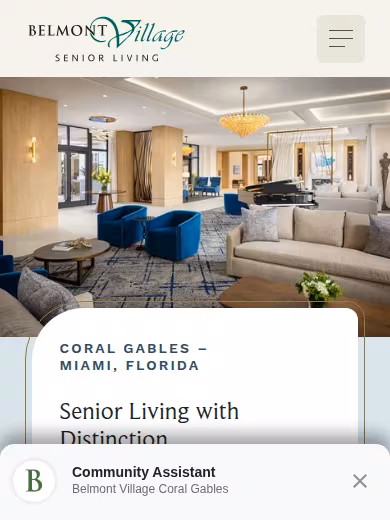 Belmont Village Senior Living Coral Gables website