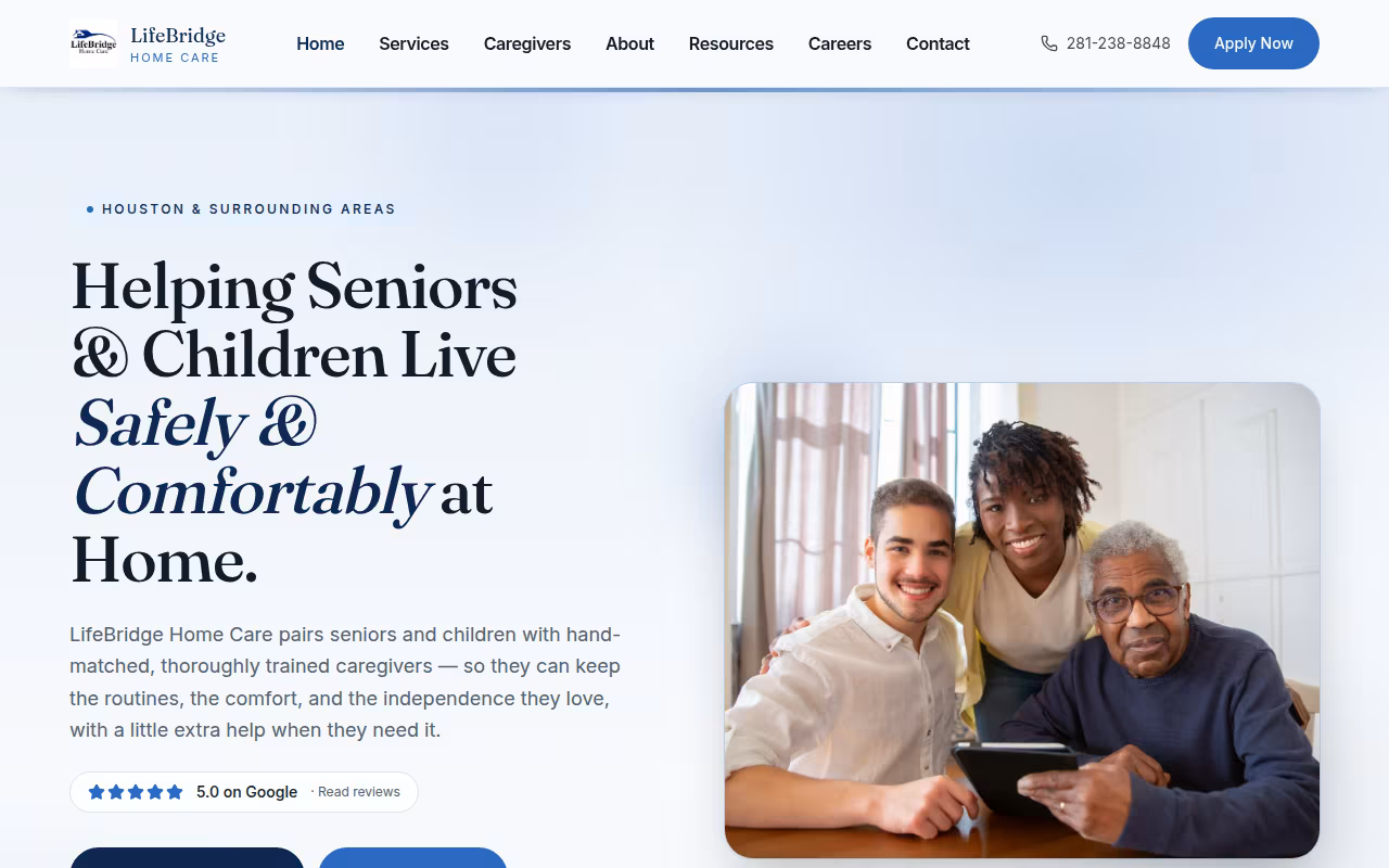 LifeBridge Home Care website