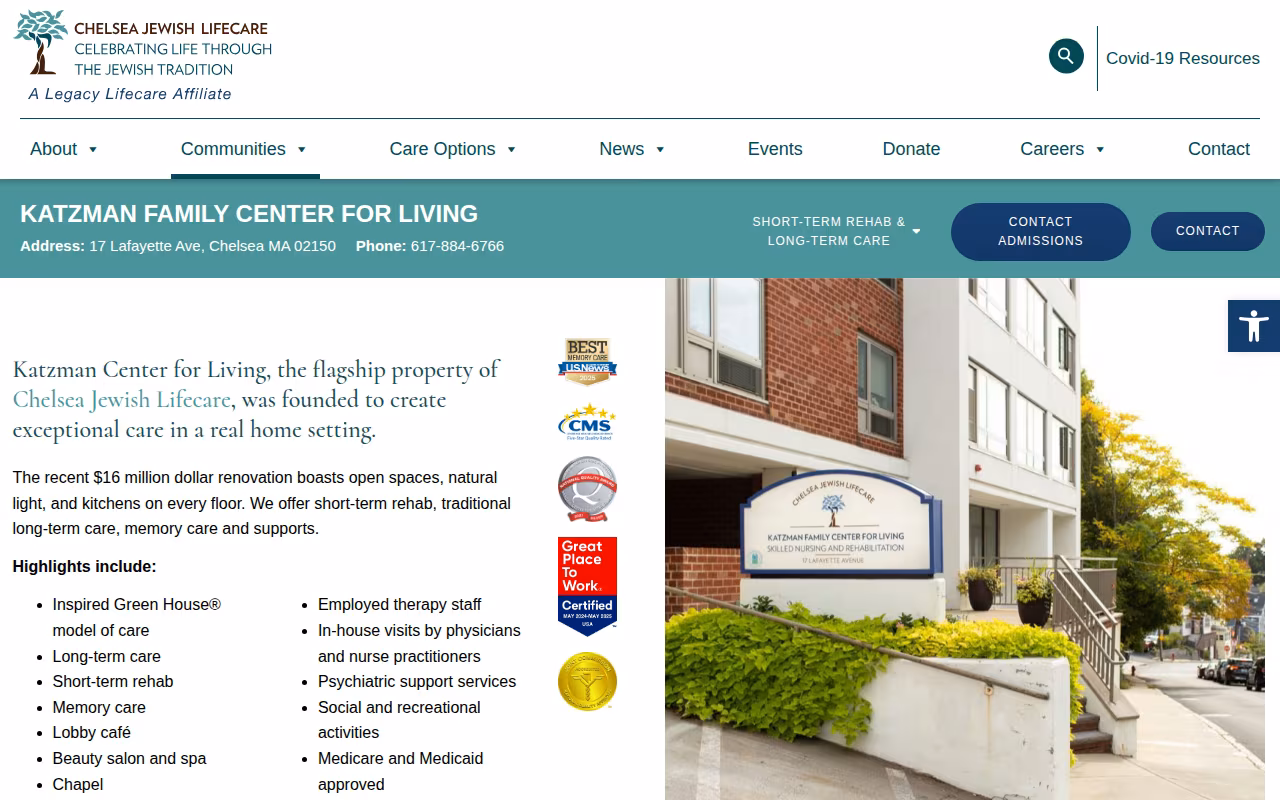 Katzman Family Center for Living website