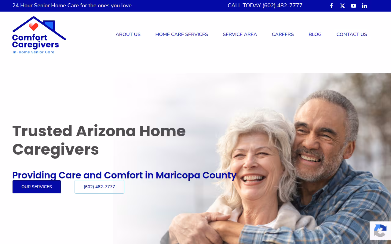 Comfort Caregivers website