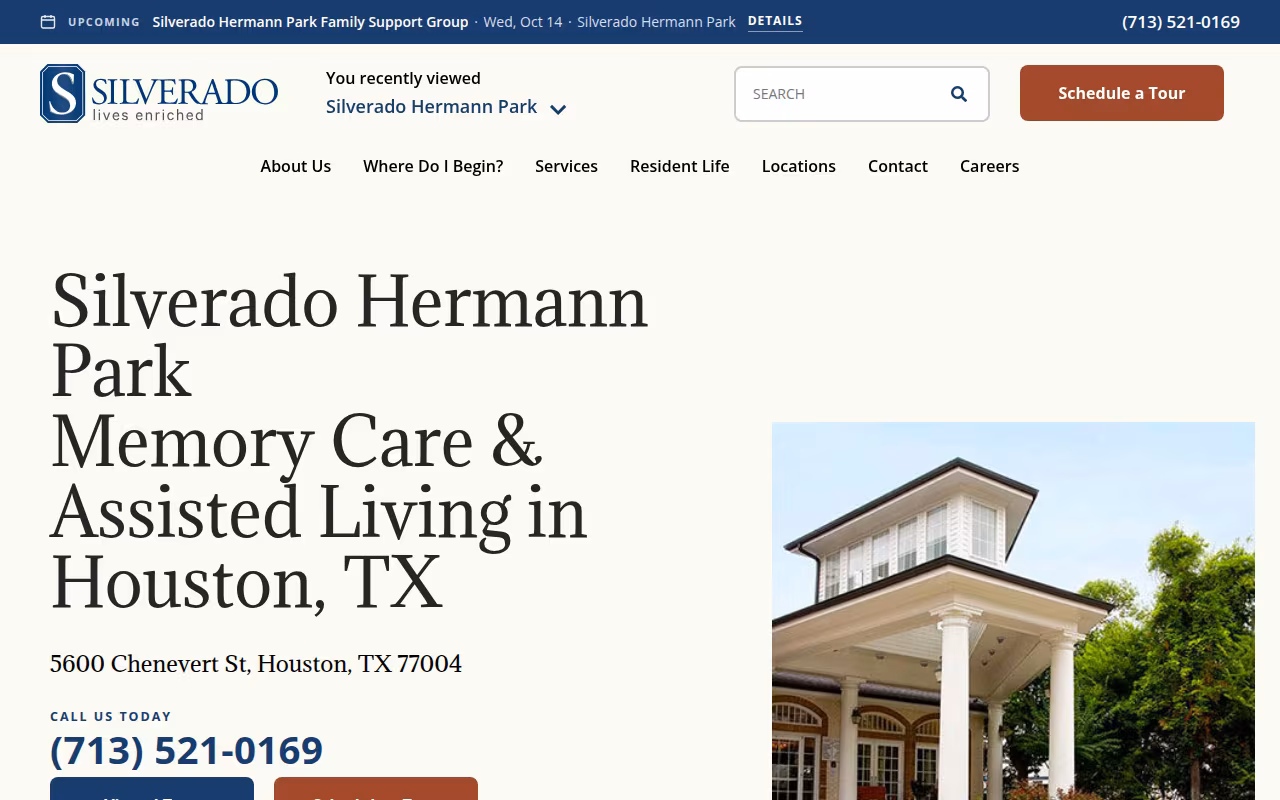 Silverado Hermann Park Memory Care Community website