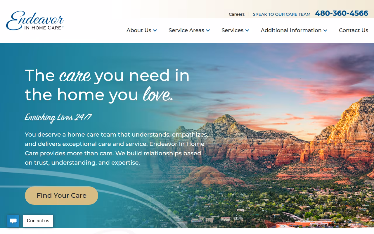 Endeavor In Home Care website