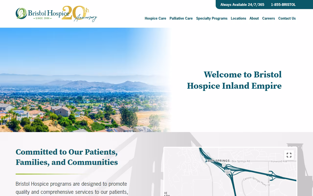 Bristol Hospice - Inland Empire website