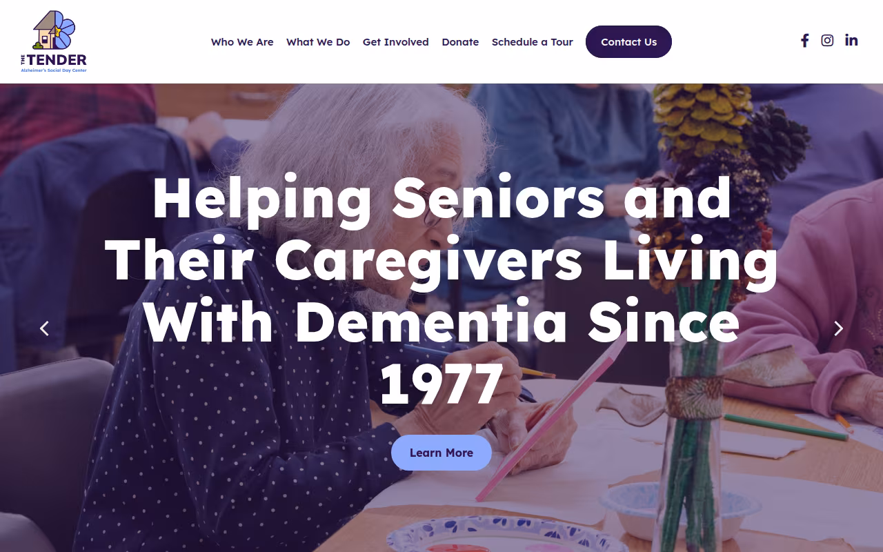 The Tender Adult Day Center website