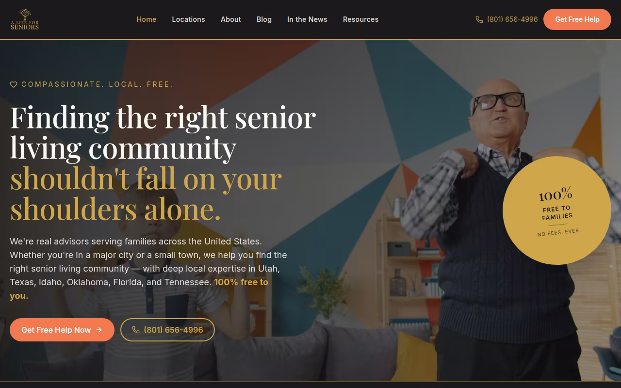 A Life For Seniors Utah website
