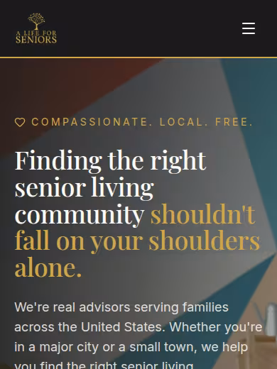 A Life For Seniors Utah website